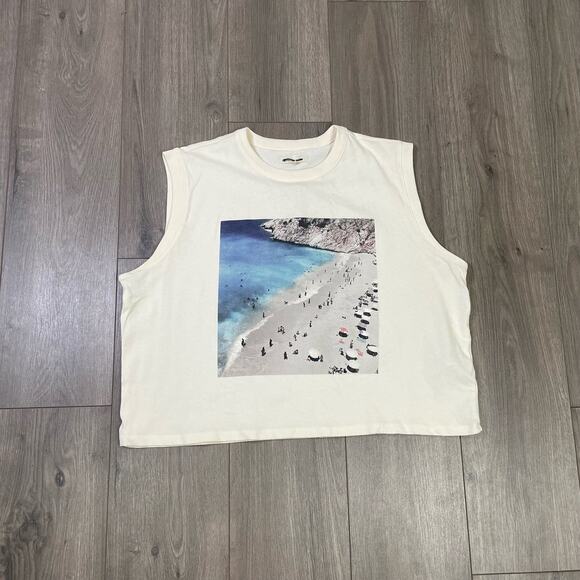 Madewell Graphic Crew Neck Beach Boho Muscle Tee Shirt US Women's L New - Picture 2 of 6